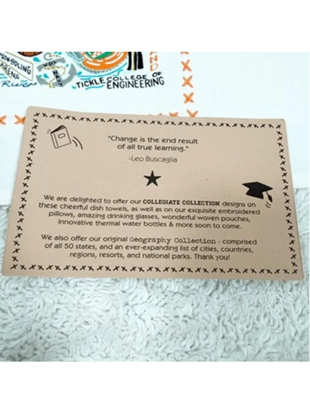 Catstudio UT Tennessee Volunteers Tea Towel Embroidered Cotton Dish Towel NEW